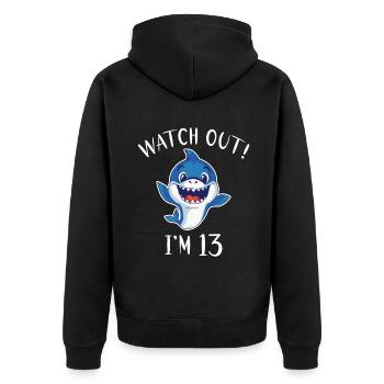 Cadeau de requin Amoureux des requins - Veste à capuche bio Premium Unisexe - noir - Dos - Nico (187cm)