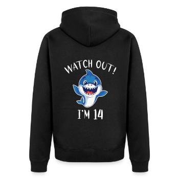 Cadeau de requin Amoureux des requins - Veste à capuche bio Premium Unisexe - noir - Dos - Nico (187cm)