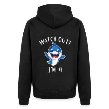 Cadeau de requin Amoureux des requins - Veste à capuche bio Premium Unisexe - noir - Dos - Nico (187cm)