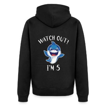 Cadeau de requin Amoureux des requins - Veste à capuche bio Premium Unisexe - noir - Dos - Nico (187cm)