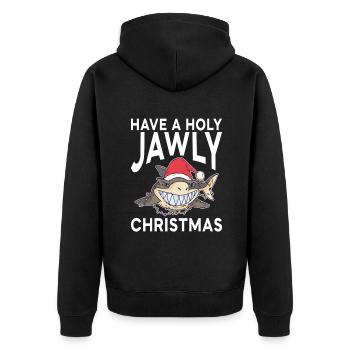 Hai Geschenk Hai Liebhaber - Unisex Premium Bio Zip Hoodie - Schwarz - Hinten - Nico (187cm)