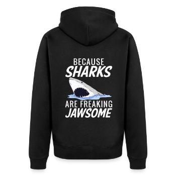 Cadeau de requin Amoureux des requins - Veste à capuche bio Premium Unisexe - noir - Dos - Nico (187cm)