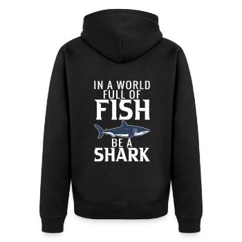 Cadeau de requin Amoureux des requins - Veste à capuche bio Premium Unisexe - noir - Dos - Nico (187cm)