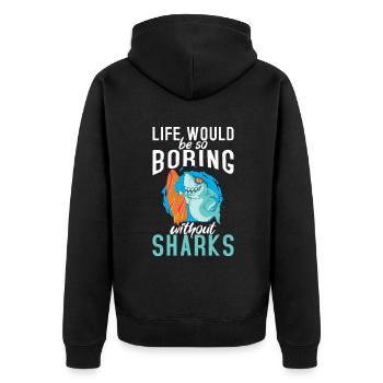 Hai Geschenk Hai Liebhaber - Unisex Premium Bio Zip Hoodie - Schwarz - Hinten - Nico (187cm)