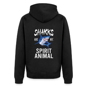 Hai Geschenk Hai Liebhaber - Unisex Premium Bio Zip Hoodie - Schwarz - Hinten - Nico (187cm)