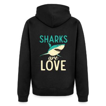Cadeau de requin Amoureux des requins - Veste à capuche bio Premium Unisexe - noir - Dos - Nico (187cm)