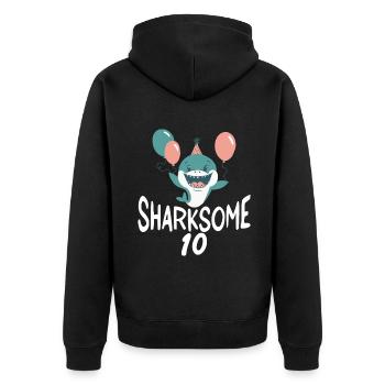 Cadeau de requin Amoureux des requins - Veste à capuche bio Premium Unisexe - noir - Dos - Nico (187cm)