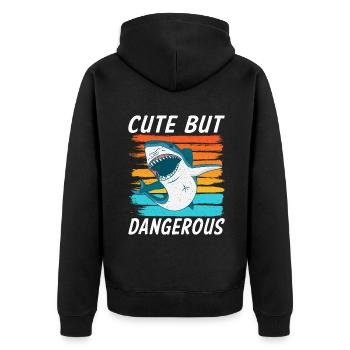 Cadeau de requin Amoureux des requins - Veste à capuche bio Premium Unisexe - noir - Dos - Nico (187cm)