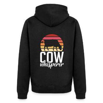 Cow Gift Cow Lover Farmer Gift - Unisex Premium Organic Zip Hoodie - black - Back - Nico (187cm)