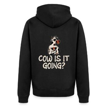 Kuh Geschenk Kuhliebhaber Bauern Geschenk - Unisex Premium Bio Zip Hoodie - Schwarz - Hinten - Nico (187cm)
