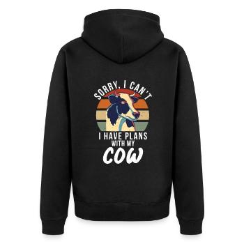 Cow Gift Cow Lover Farmer Gift - Unisex Premium Organic Zip Hoodie - black - Back - Nico (187cm)
