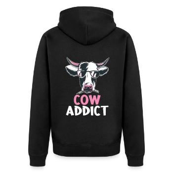 Cow Gift Cow Lover Farmer Gift - Unisex Premium Organic Zip Hoodie - black - Back - Nico (187cm)