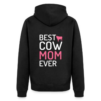 Cow Gift Cow Lover Farmer Gift - Unisex Premium Organic Zip Hoodie - black - Back - Nico (187cm)