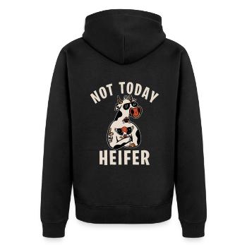 Kuh Geschenk Kuhliebhaber Bauern Geschenk - Unisex Premium Bio Zip Hoodie - Schwarz - Hinten - Nico (187cm)
