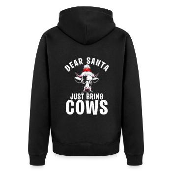 Cow Gift Cow Lover Farmer Gift - Veste à capuche bio Premium Unisexe - noir - Dos - Nico (187cm)