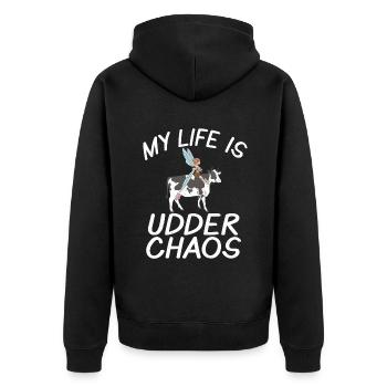 Kuh Geschenk Kuhliebhaber Bauern Geschenk - Unisex Premium Bio Zip Hoodie - Schwarz - Hinten - Nico (187cm)
