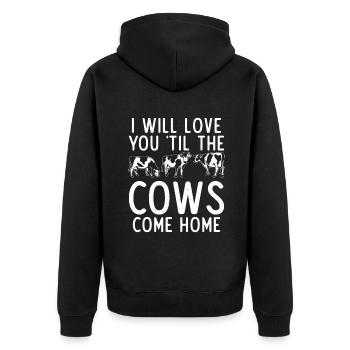 Cow Gift Cow Lover Farmer Gift - Veste à capuche bio Premium Unisexe - noir - Dos - Nico (187cm)