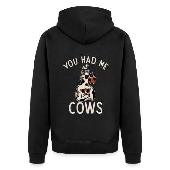 Cow Gift Cow Lover Farmer Gift - Unisex Premium Organic Zip Hoodie - black - Back - Nico (187cm)