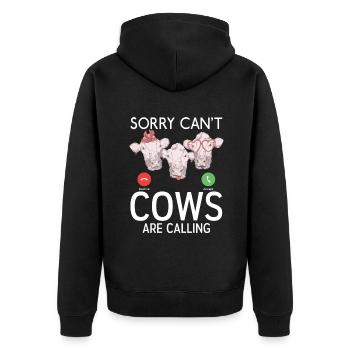 Cow Gift Cow Lover Farmer Gift - Unisex Premium Organic Zip Hoodie - black - Back - Nico (187cm)