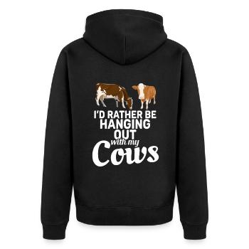 Cow Gift Cow Lover Farmer Gift - Unisex Premium Organic Zip Hoodie - black - Back - Nico (187cm)