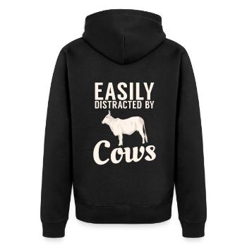 Cadeau vache Cadeau agriculteur Amoureux des vaches - Veste à capuche bio Premium Unisexe - noir - Dos - Nico (187cm)