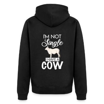 Cow Gift Cow Lover Farmer Gift - Unisex Premium Organic Zip Hoodie - black - Back - Nico (187cm)