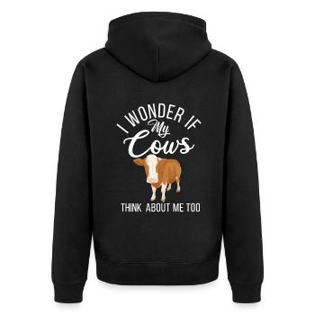 Cow Gift Cow Lover Farmer Gift - Unisex Premium Organic Zip Hoodie - black - Back - Nico (187cm)