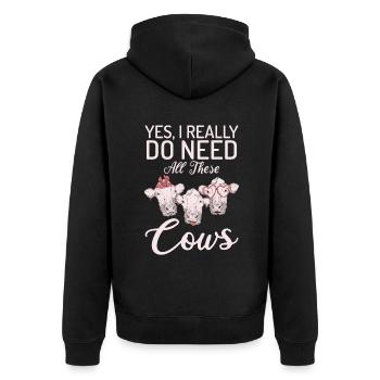 Kuh Geschenk Kuhliebhaber Bauern Geschenk - Unisex Premium Bio Zip Hoodie - Schwarz - Hinten - Nico (187cm)