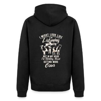 Cow Gift Cow Lover Farmer Gift - Veste à capuche bio Premium Unisexe - noir - Dos - Nico (187cm)
