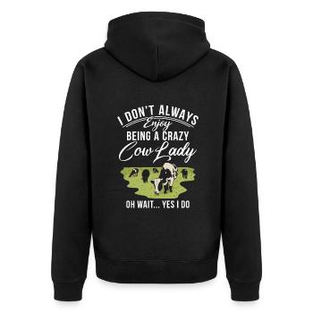 Cow Gift Cow Lover Farmer Gift - Unisex Premium Organic Zip Hoodie - black - Back - Nico (187cm)