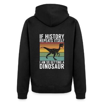 Dinosaurier Geschenk Dino Liebhaber Geschenk - Unisex Premium Bio Zip Hoodie - Schwarz - Hinten - Nico (187cm)