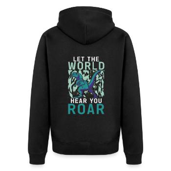 Dinosaur Gift Dino Lover Gift - Unisex Premium Organic Zip Hoodie - black - Back - Nico (187cm)