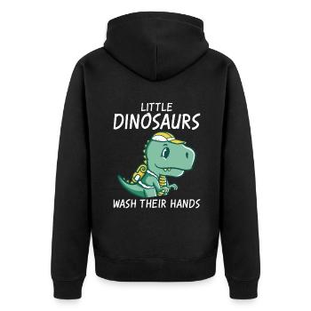 Dinosaurier Geschenk Dino Liebhaber Geschenk - Unisex Premium Bio Zip Hoodie - Schwarz - Hinten - Nico (187cm)