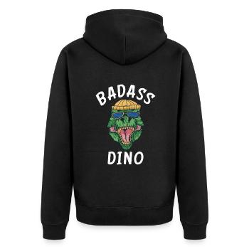 Dinosaurier Geschenk Dino Liebhaber Geschenk - Unisex Premium Bio Zip Hoodie - Schwarz - Hinten - Nico (187cm)