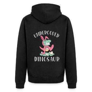Dinosaurier Geschenk Dino Liebhaber Geschenk - Unisex Premium Bio Zip Hoodie - Schwarz - Hinten - Nico (187cm)