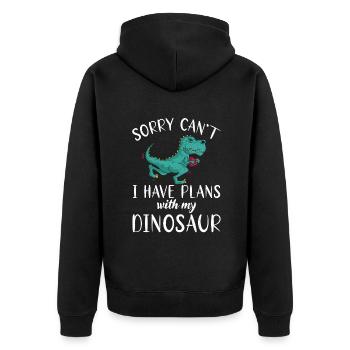 Dinosaurier Geschenk Dino Liebhaber Geschenk - Unisex Premium Bio Zip Hoodie - Schwarz - Hinten - Nico (187cm)