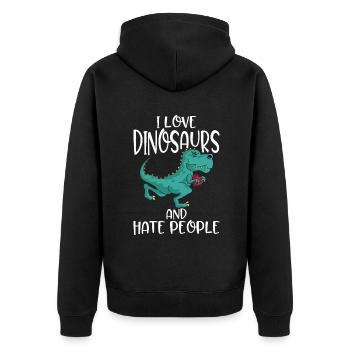 Dinosaurier Geschenk Dino Liebhaber Geschenk - Unisex Premium Bio Zip Hoodie - Schwarz - Hinten - Nico (187cm)