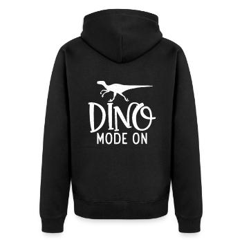 Dinosaurier Geschenk Dino Liebhaber Geschenk - Unisex Premium Bio Zip Hoodie - Schwarz - Hinten - Nico (187cm)