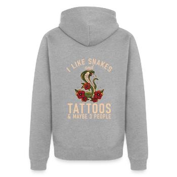 Schlange Geschenk Schlangenliebhaber - Unisex Premium Bio Zip Hoodie - Grau meliert - Hinten - Nico (187cm)