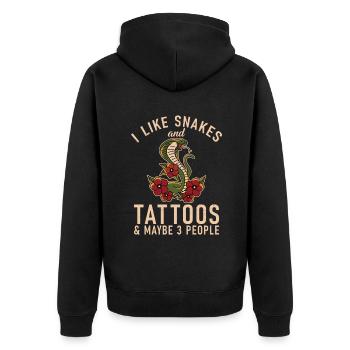 Snake Gift Snake Lover - Unisex Premium Organic Zip Hoodie - black - Back - Nico (187cm)