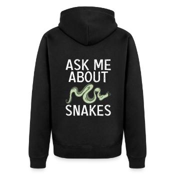 Schlange Geschenk Schlangenliebhaber - Unisex Premium Bio Zip Hoodie - Schwarz - Hinten - Nico (187cm)