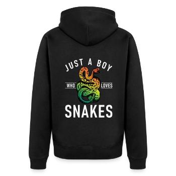 Schlange Geschenk Schlangenliebhaber - Unisex Premium Bio Zip Hoodie - Schwarz - Hinten - Nico (187cm)