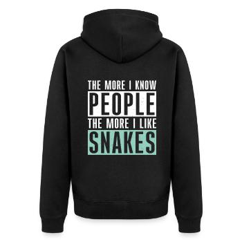 Schlange Geschenk Schlangenliebhaber - Unisex Premium Bio Zip Hoodie - Schwarz - Hinten - Nico (187cm)