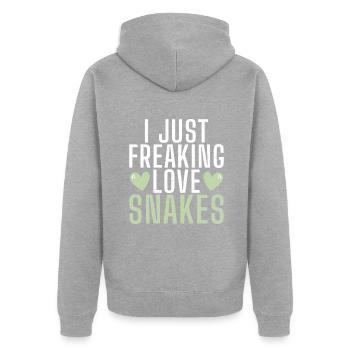 Schlange Geschenk Schlangenliebhaber - Unisex Premium Bio Zip Hoodie - Grau meliert - Hinten - Nico (187cm)