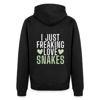 Schlange Geschenk Schlangenliebhaber - Unisex Premium Bio Zip Hoodie - Schwarz - Hinten - Nico (187cm)