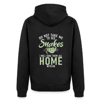 Schlange Geschenk Schlangenliebhaber - Unisex Premium Bio Zip Hoodie - Schwarz - Hinten - Nico (187cm)