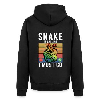 Schlange Geschenk Schlangenliebhaber - Unisex Premium Bio Zip Hoodie - Schwarz - Hinten - Nico (187cm)