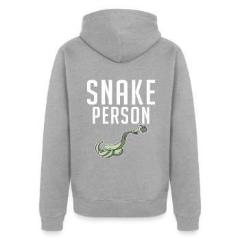 Schlange Geschenk Schlangenliebhaber - Unisex Premium Bio Zip Hoodie - Grau meliert - Hinten - Nico (187cm)