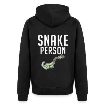 Schlange Geschenk Schlangenliebhaber - Unisex Premium Bio Zip Hoodie - Schwarz - Hinten - Nico (187cm)