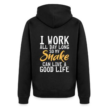 Schlange Geschenk Schlangenliebhaber - Unisex Premium Bio Zip Hoodie - Schwarz - Hinten - Nico (187cm)